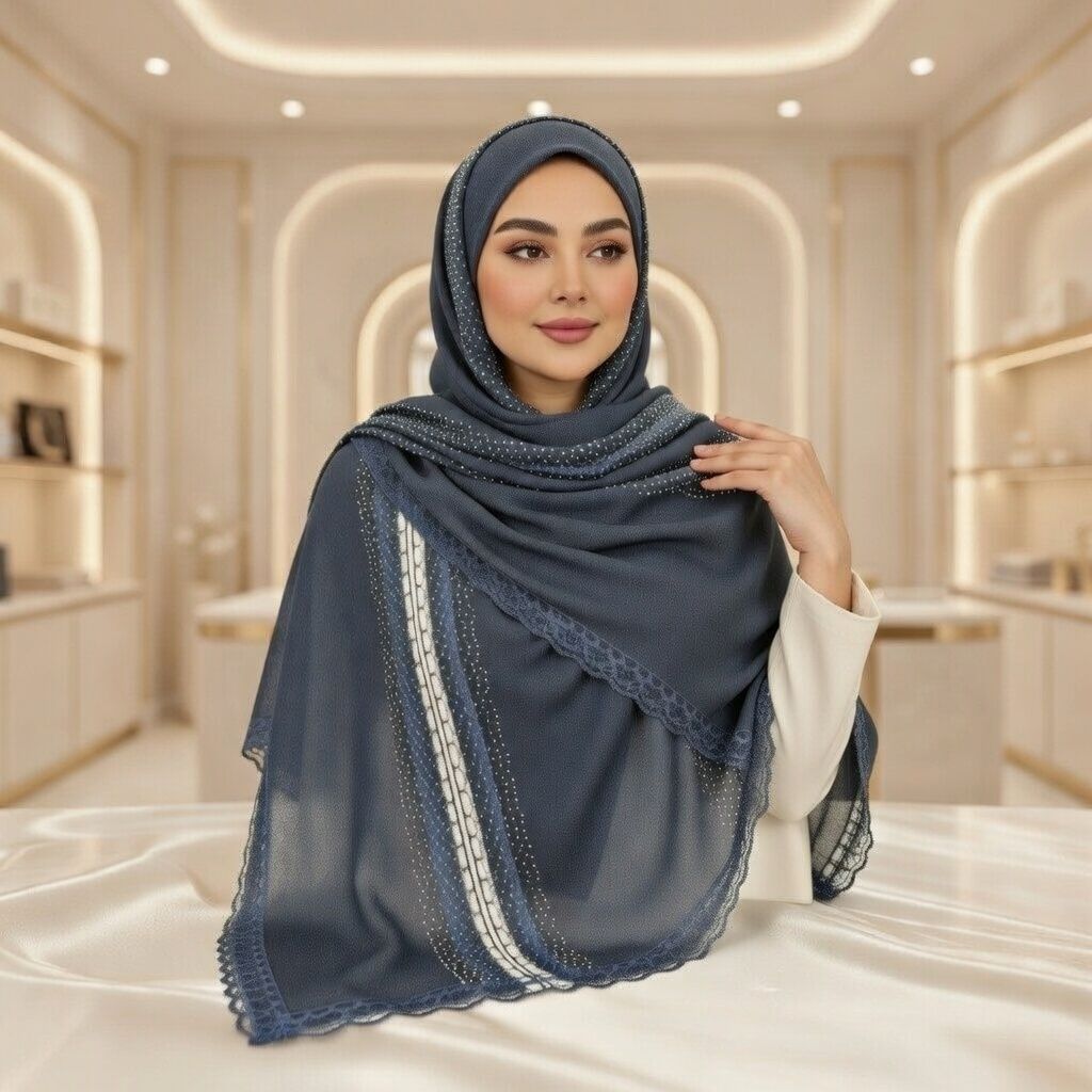 شال گیپور مجلسی کارشده سرمه ای وارداتی ساخت کشور ترکیه جنس اصلی