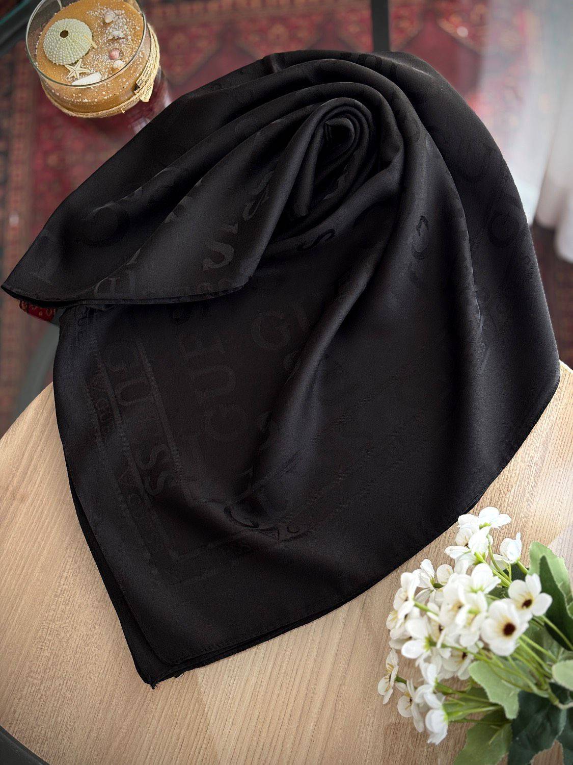 روسری ژاکارد مشکی ترک وارداتی
