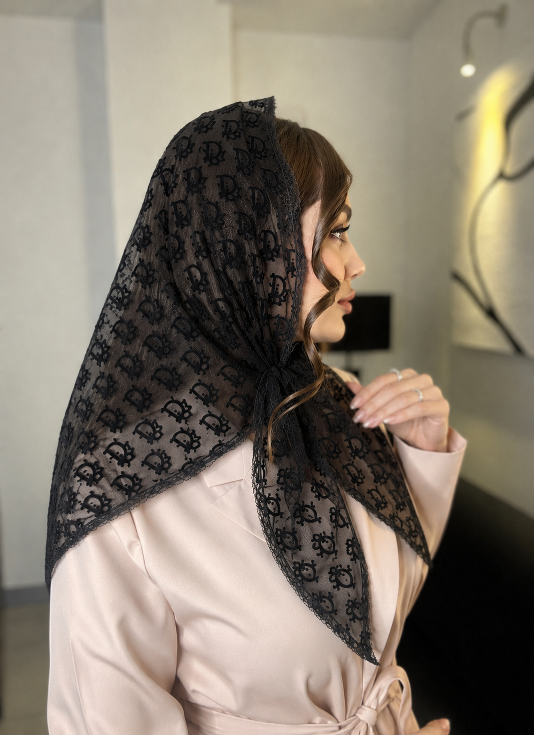 روسری دانتل سه گوش مدل دیور
