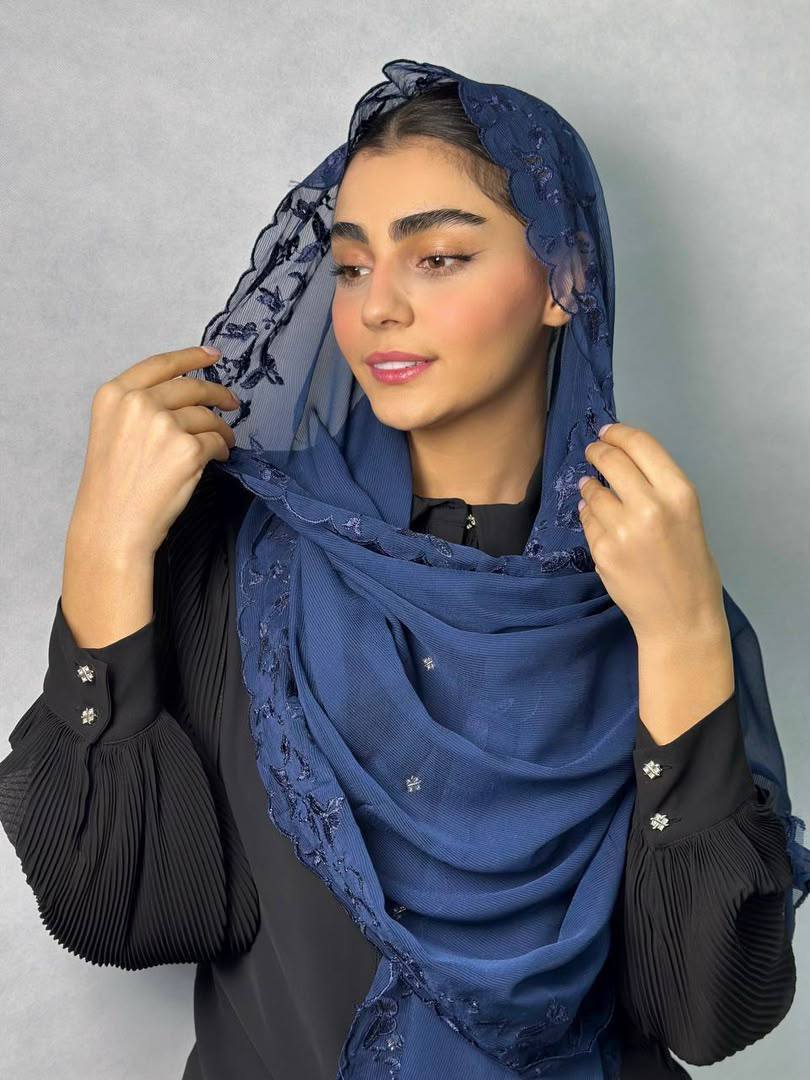 شال حریر ابریشم کبریتی گلدوزی