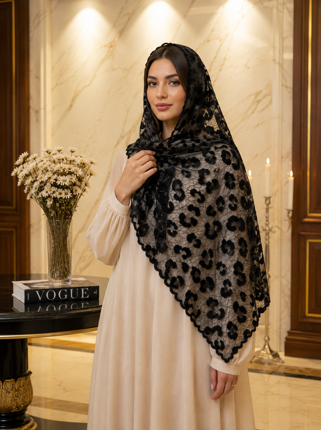 شال مجلسی عنکبوتی گلدوزی