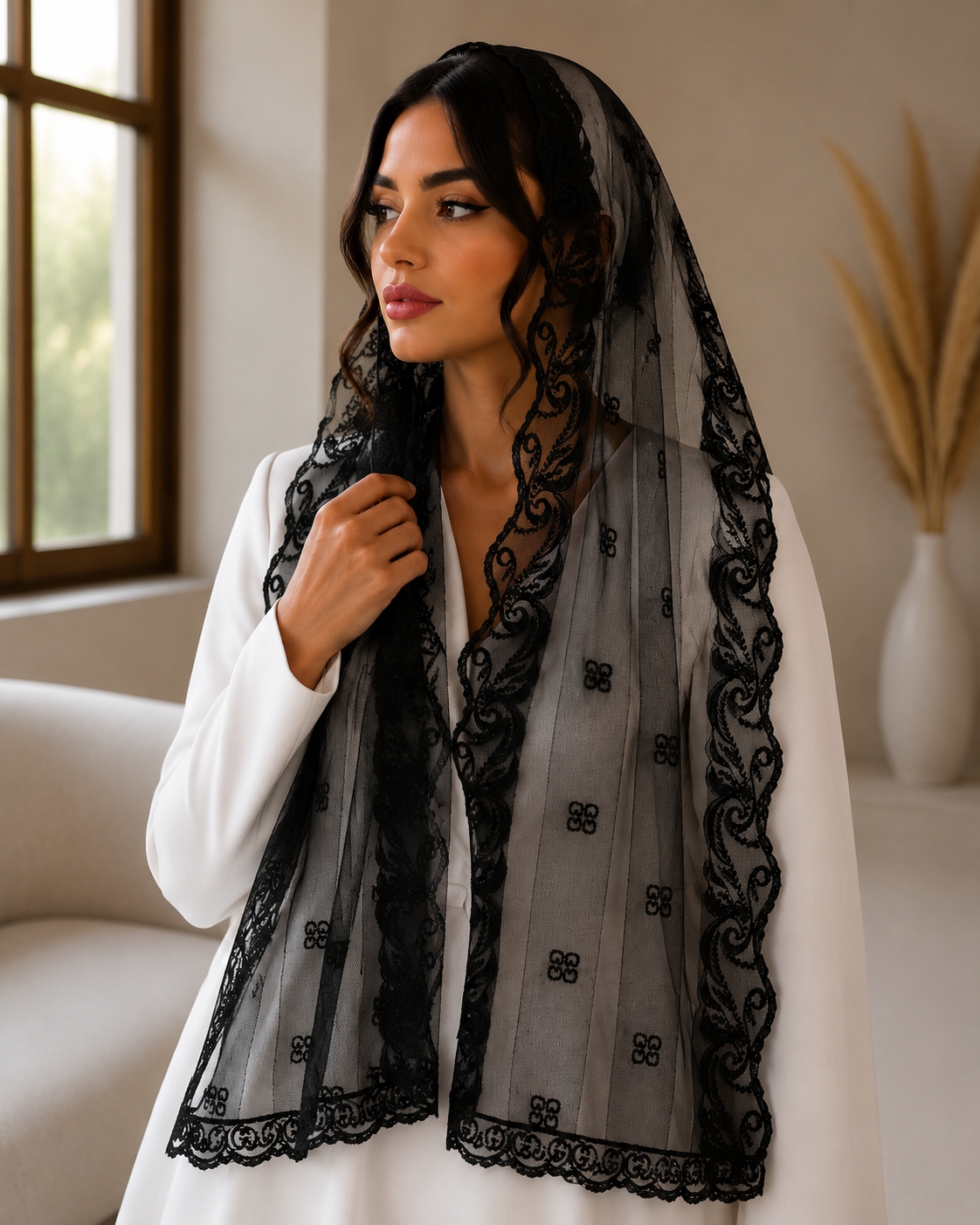 شال مجلسی گیپور وارداتی زنانه حاشیه گلدوزی