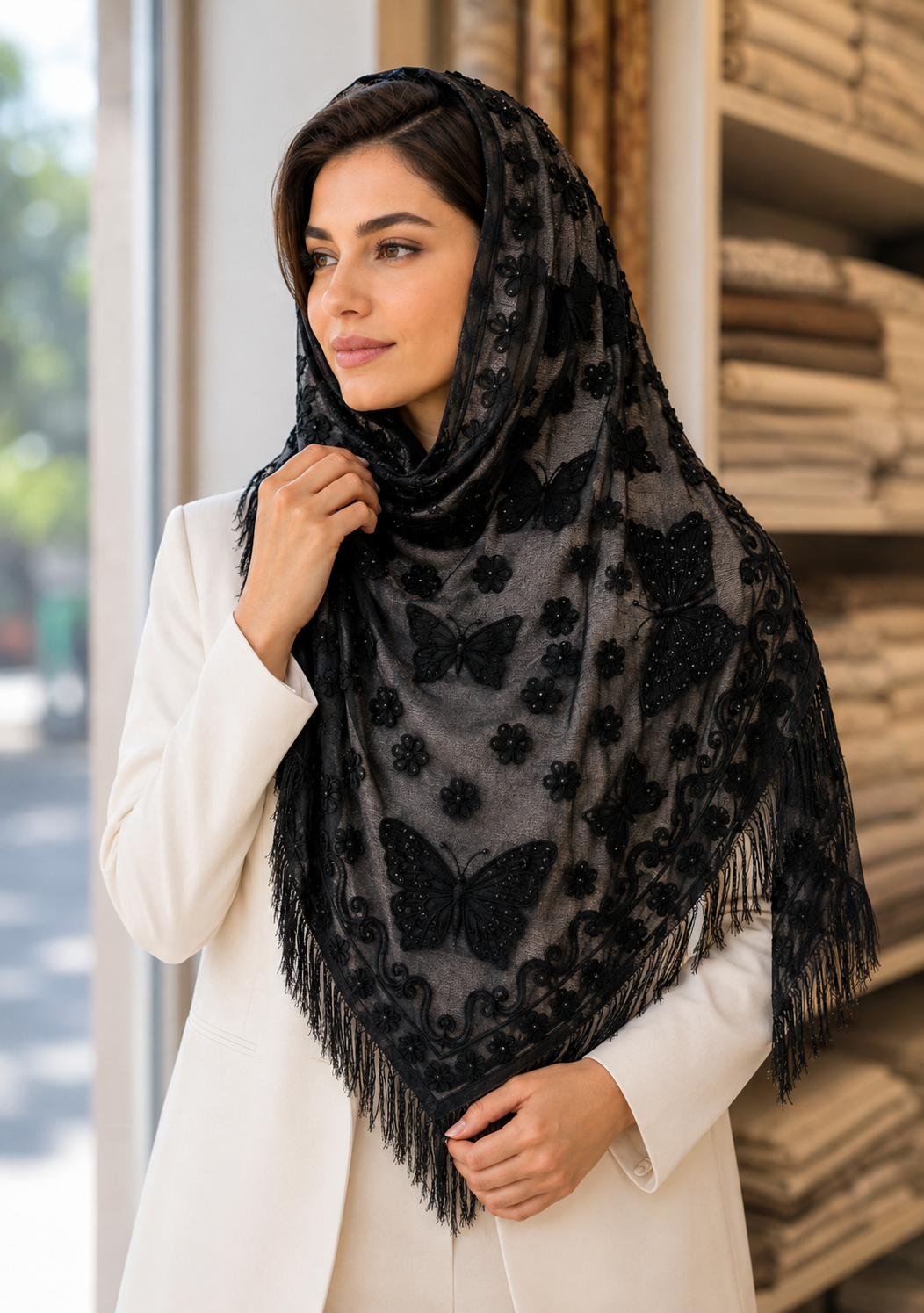 روسری مجلسی مخمل پروانه