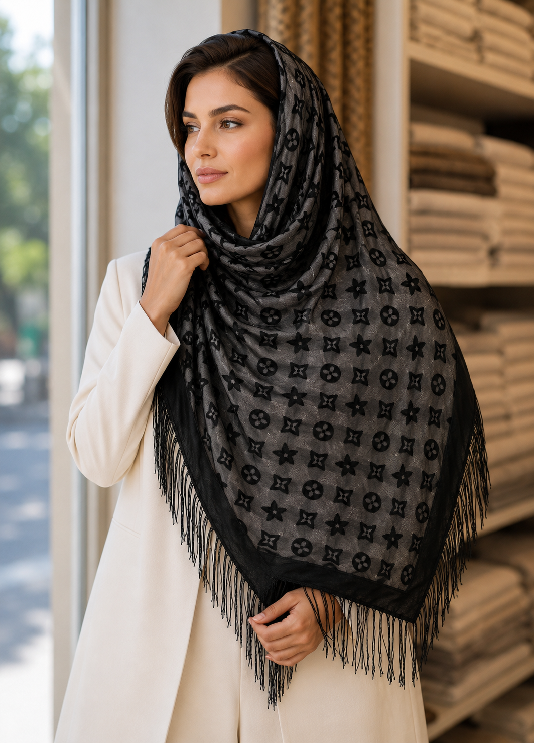 روسری مجلسی مخمل لویی ویتون