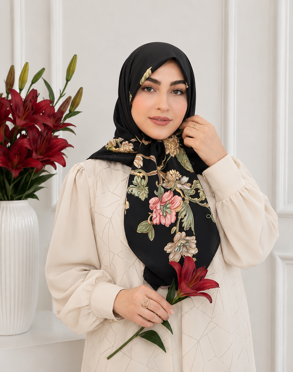 روسری ابریشم اصل ژاکارد قواره ۱۲۰