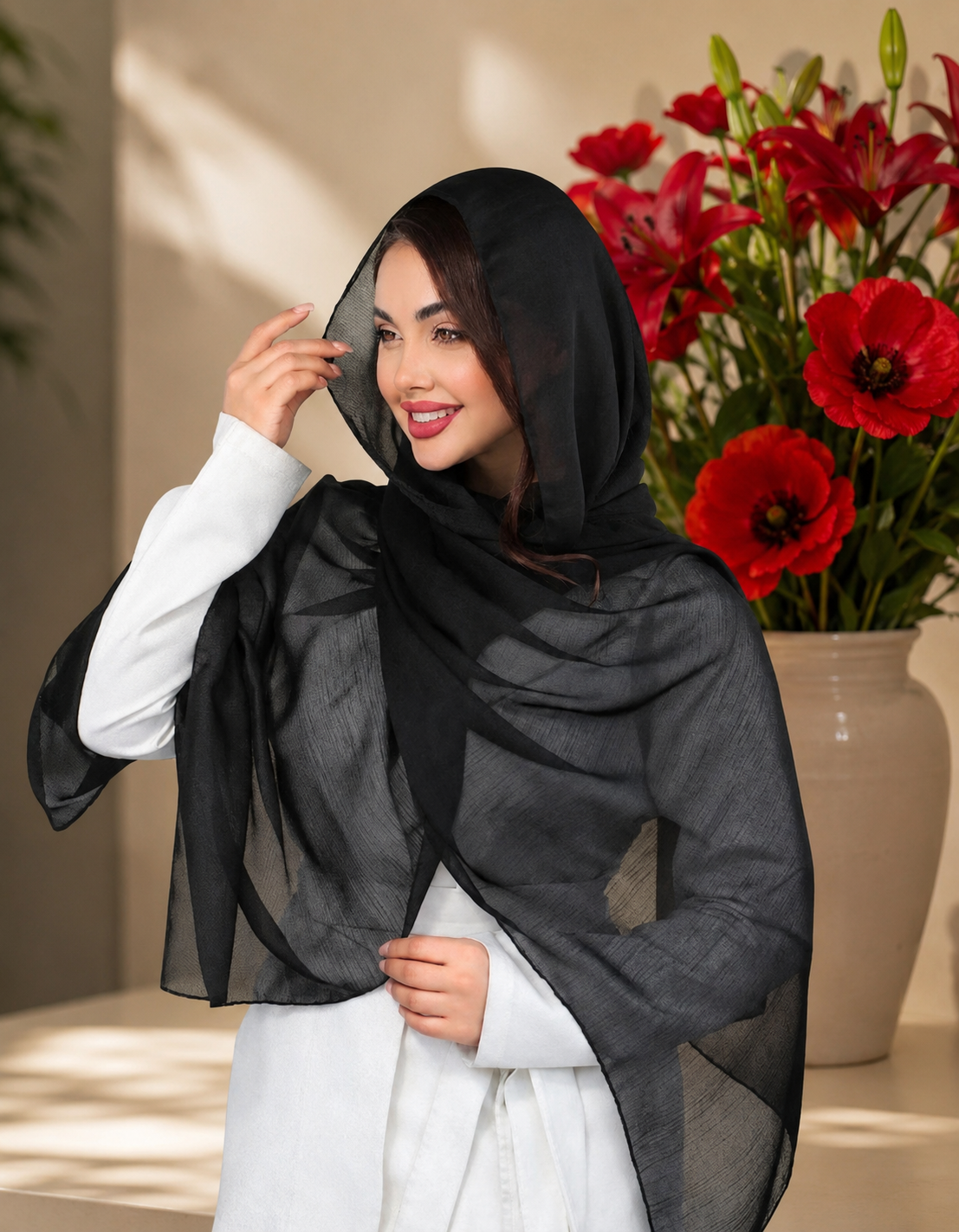 شال حریر ساده زنانه