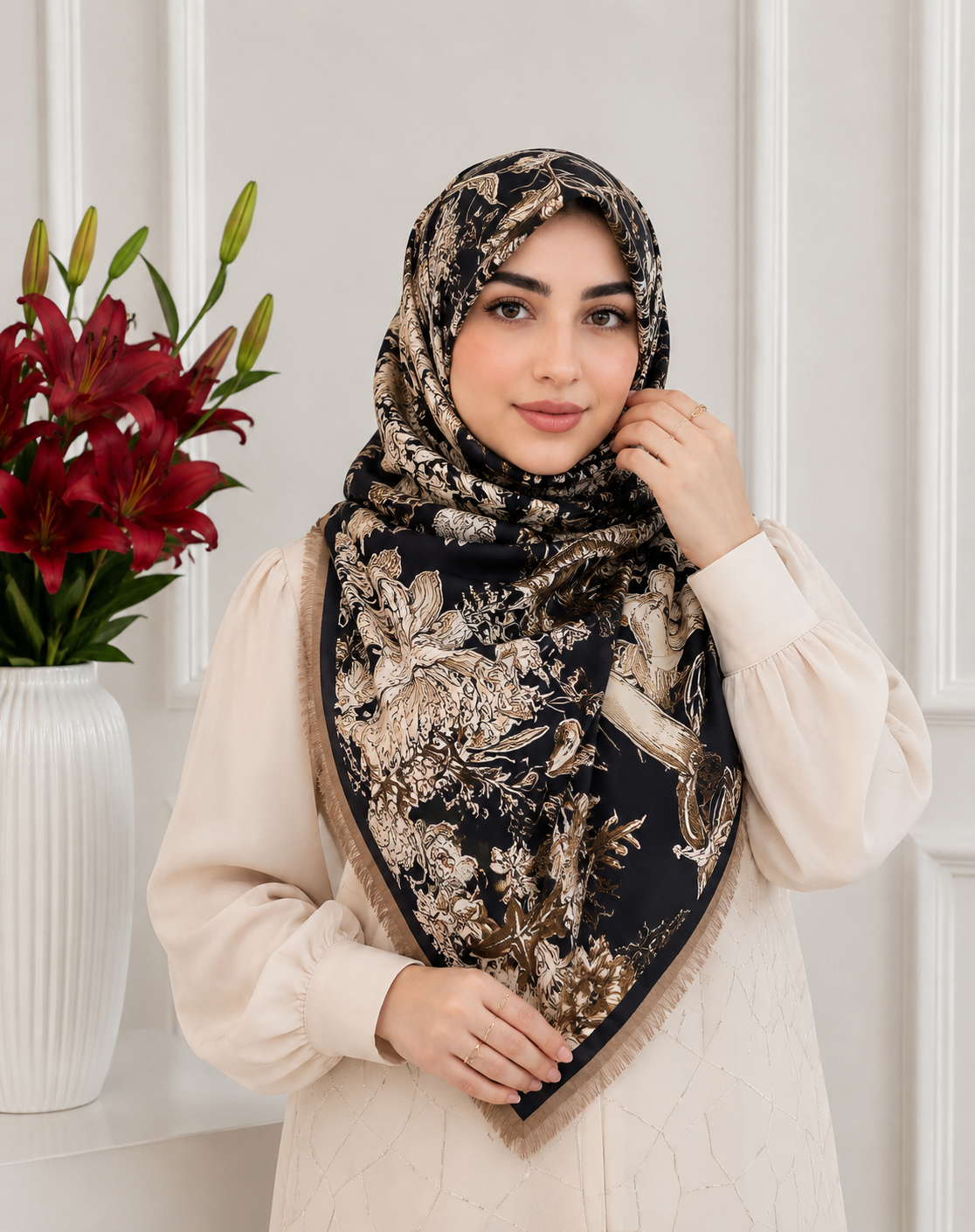 روسری ابریشم توییل دور ریش ۱۲۰