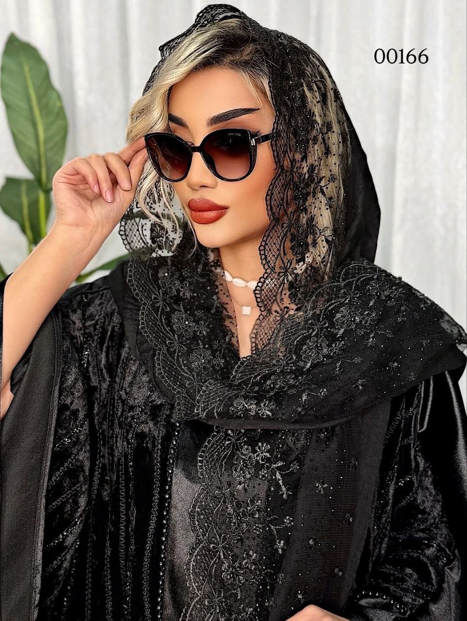 شال مجلسی مشکی حاشیه گیپور
