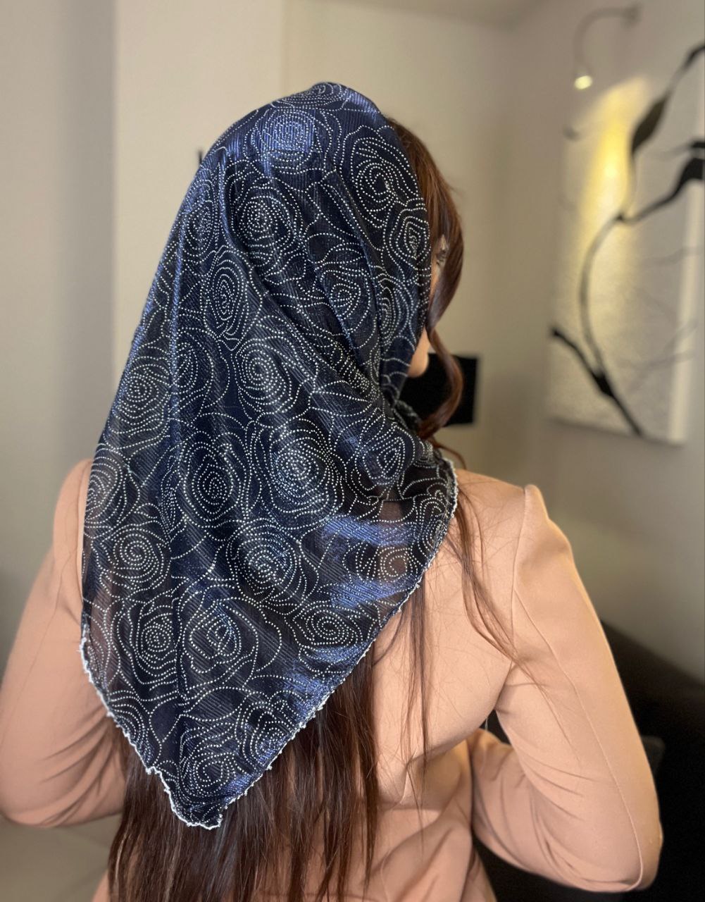 روسری ابریشم فاخر عربی نگین کاری