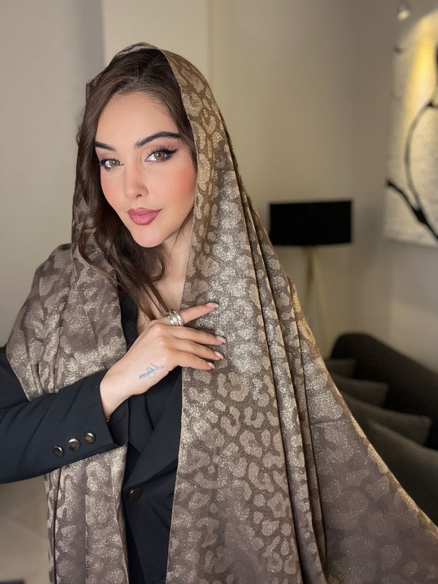 شال زنانه کشمیر لمه دار مجلسی پلنگی