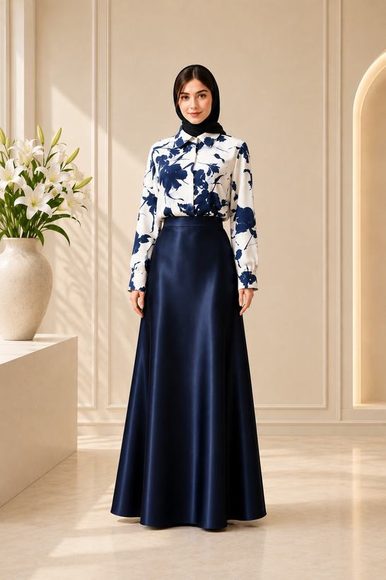 ست شومیز بیسیک با دامن سه پیله زنانه