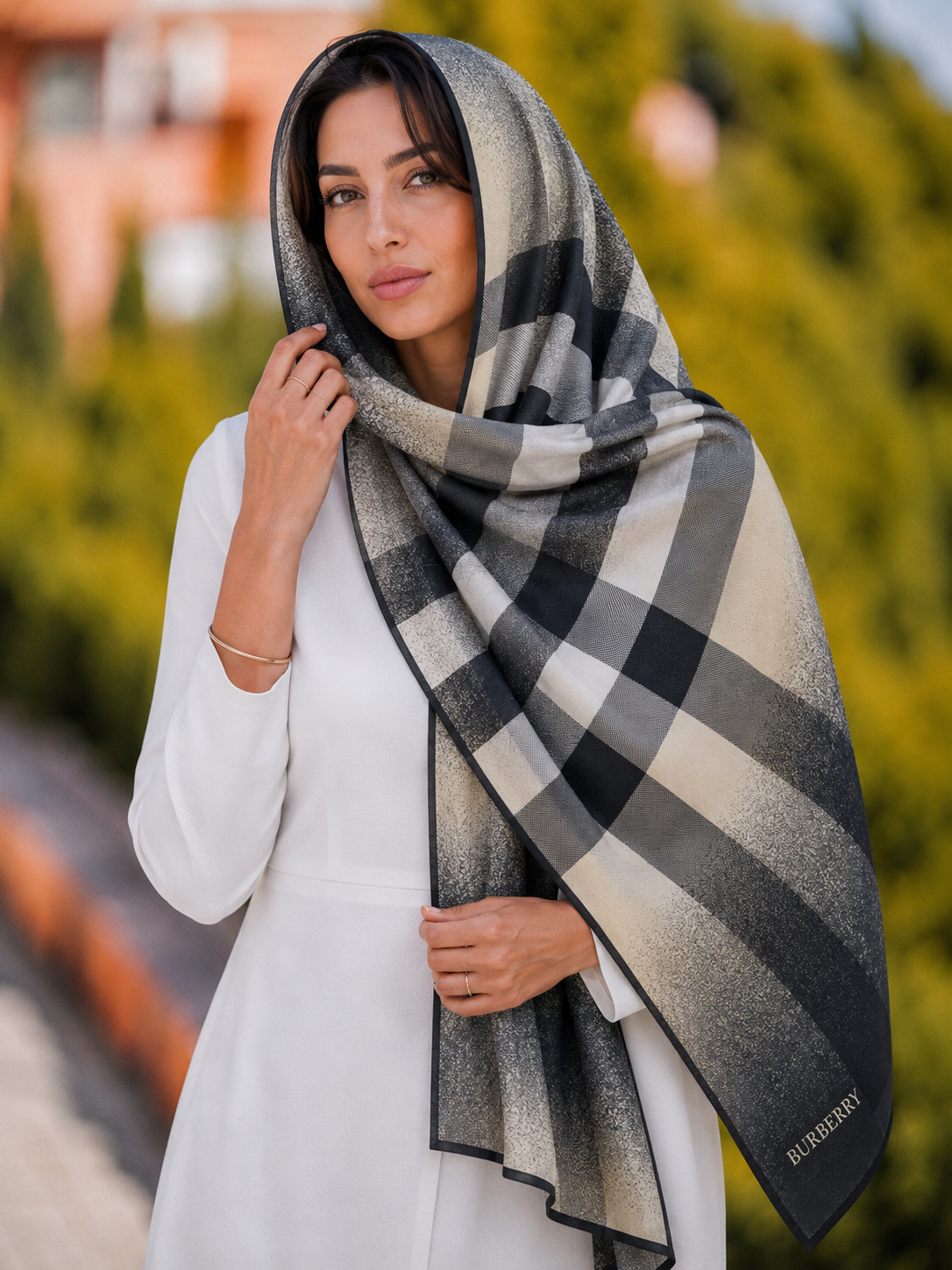 شال ژاکارد ابریشم مجلسی زنانه