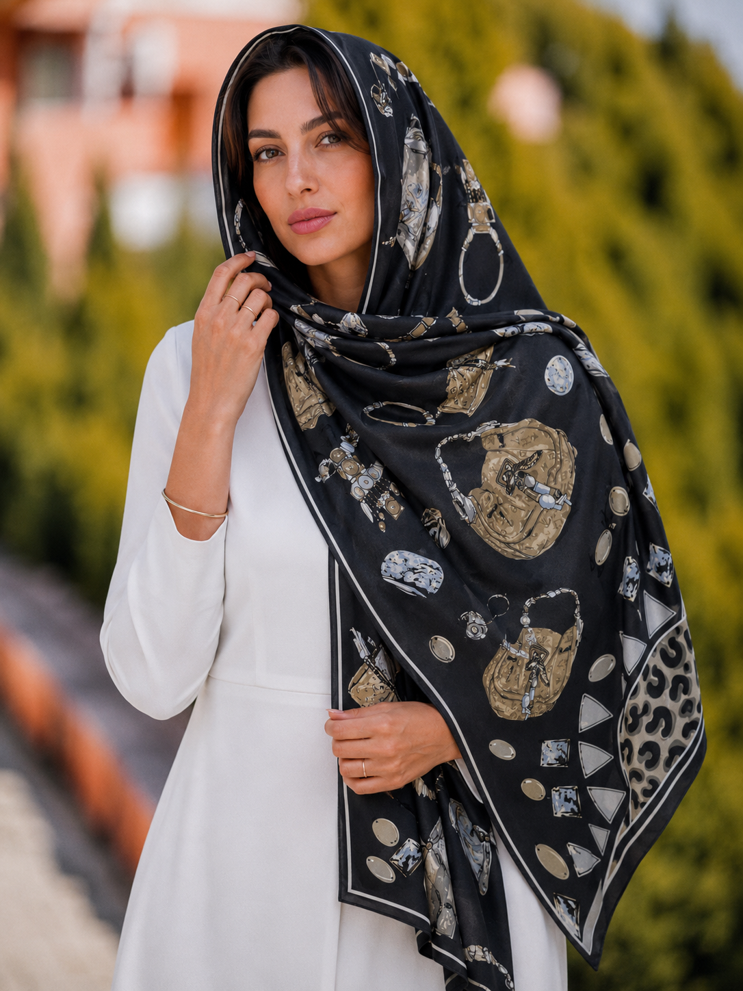 شال ژاکارد ابریشم مجلسی زنانه