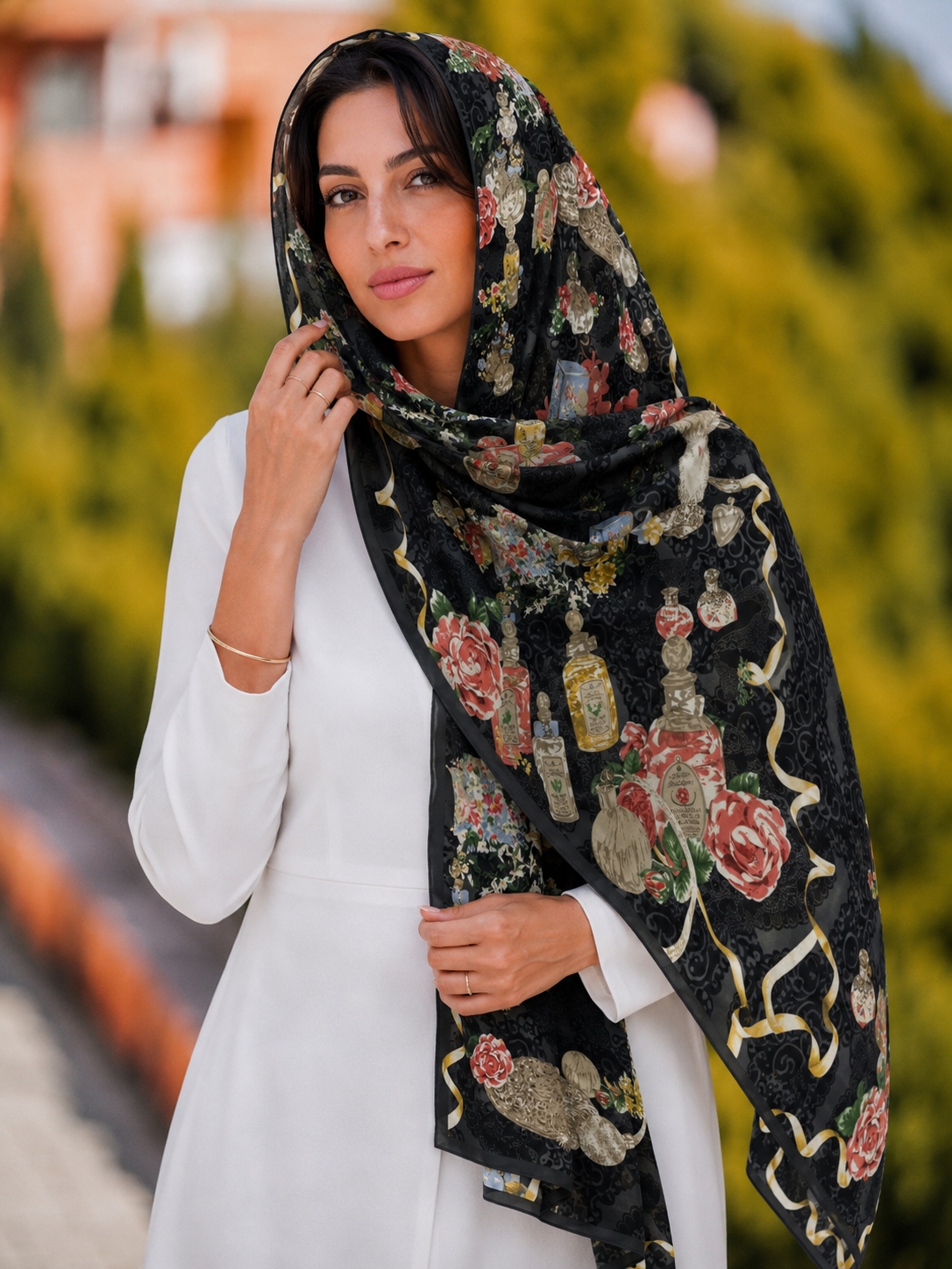 شال ژاکارد ابریشم مجلسی زنانه