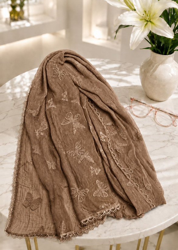 شال حریر ابریشم مجلسی زنانه پروانه
