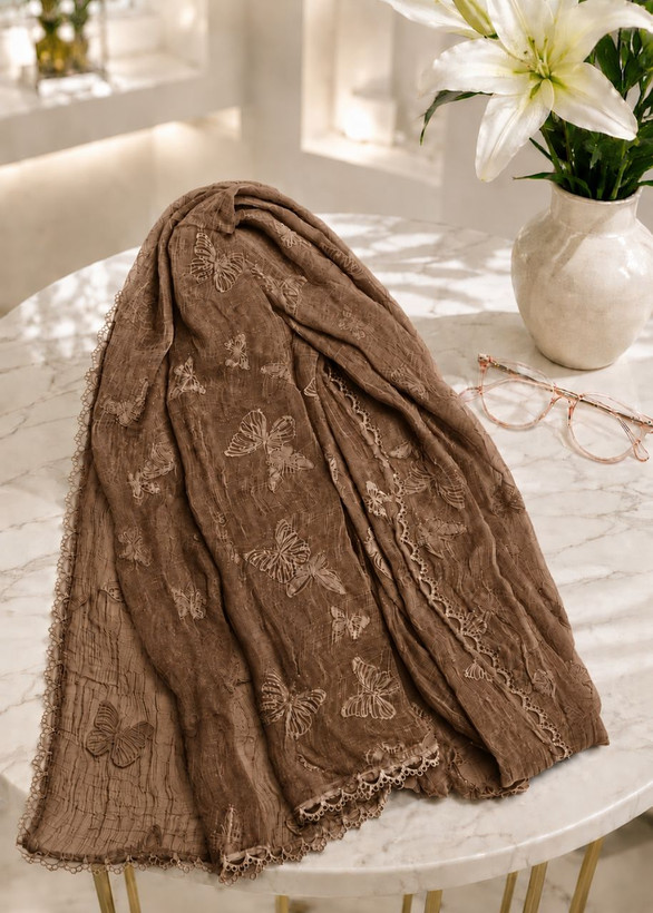 شال حریر ابریشم مجلسی زنانه پروانه