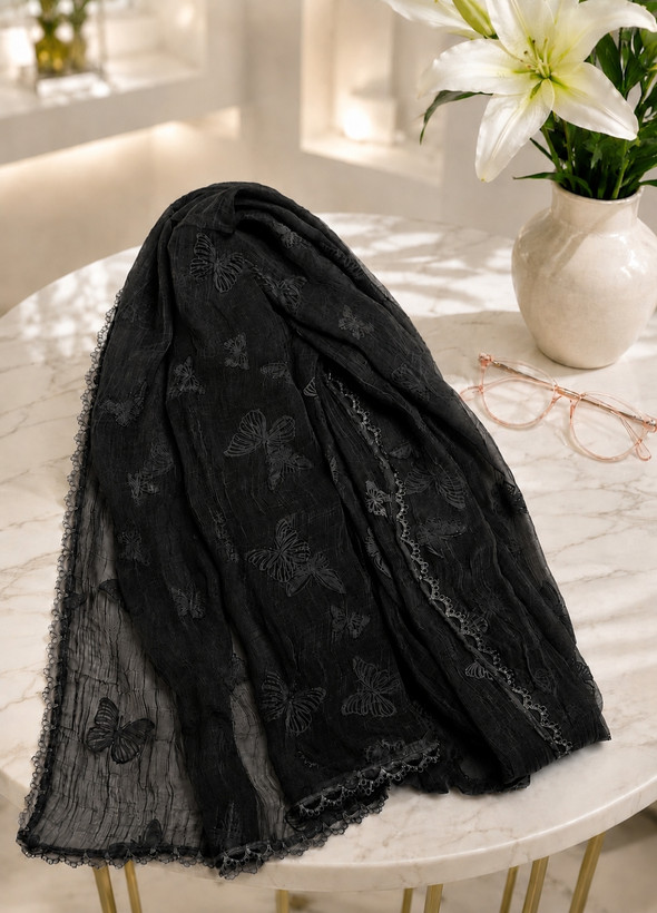 شال حریر ابریشم مجلسی زنانه پروانه