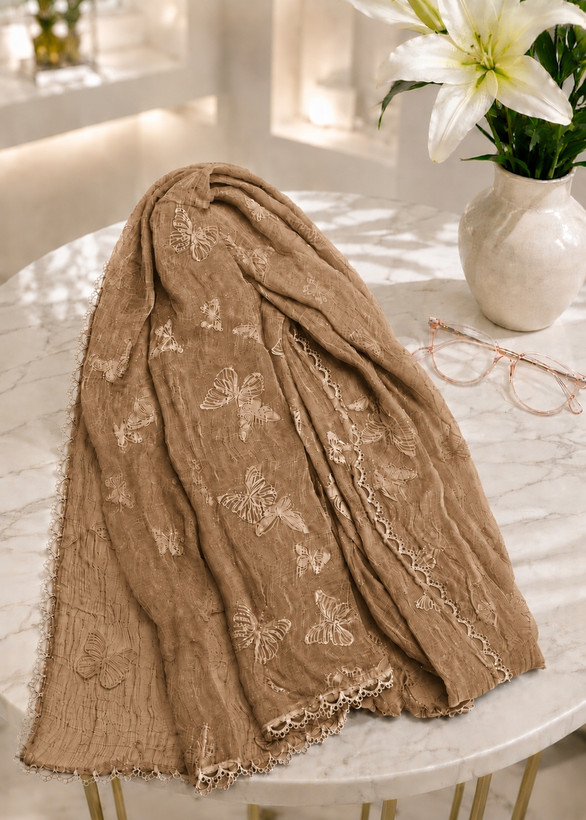 شال حریر ابریشم مجلسی زنانه پروانه