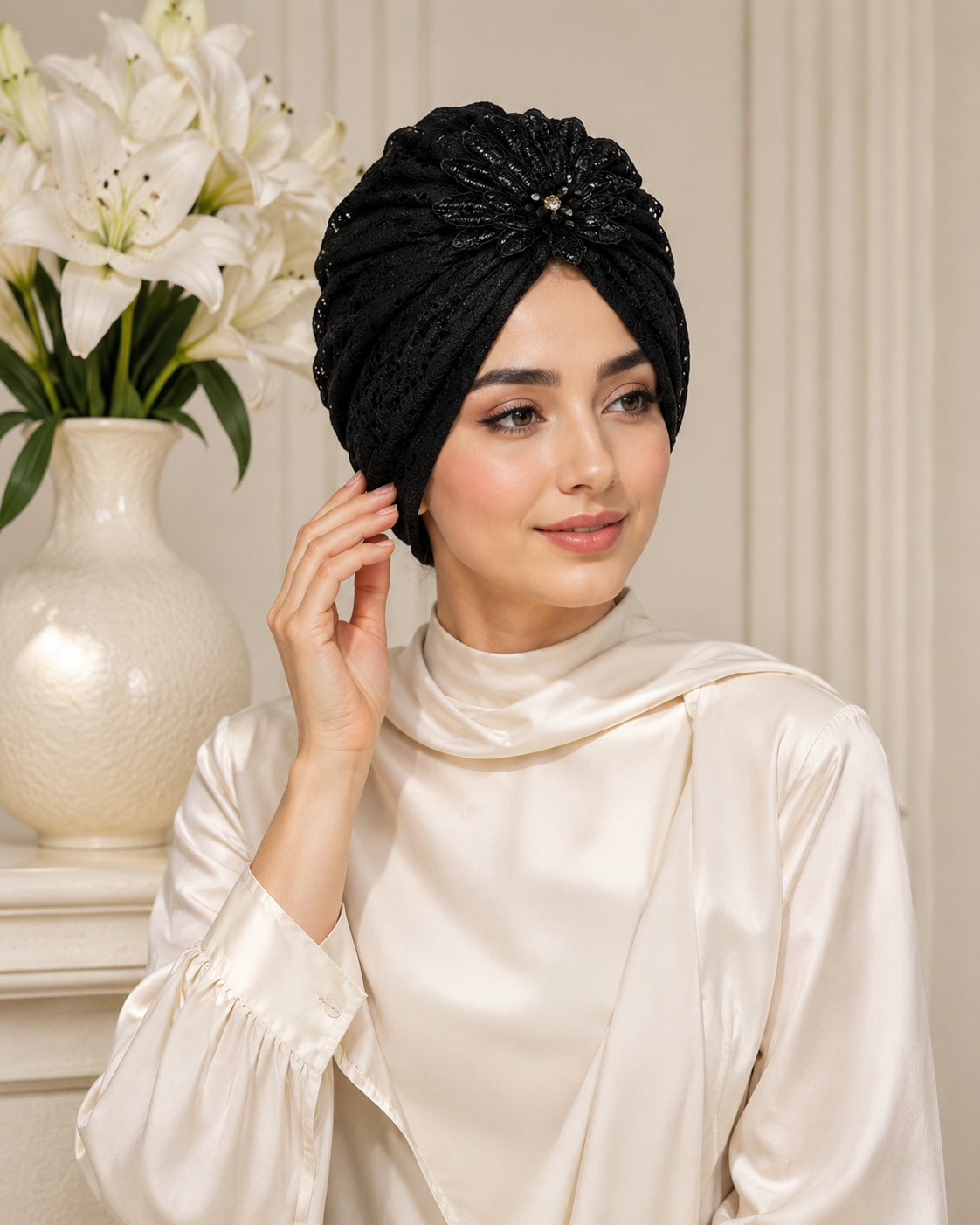 توربان مجلسی زنانه مشکی