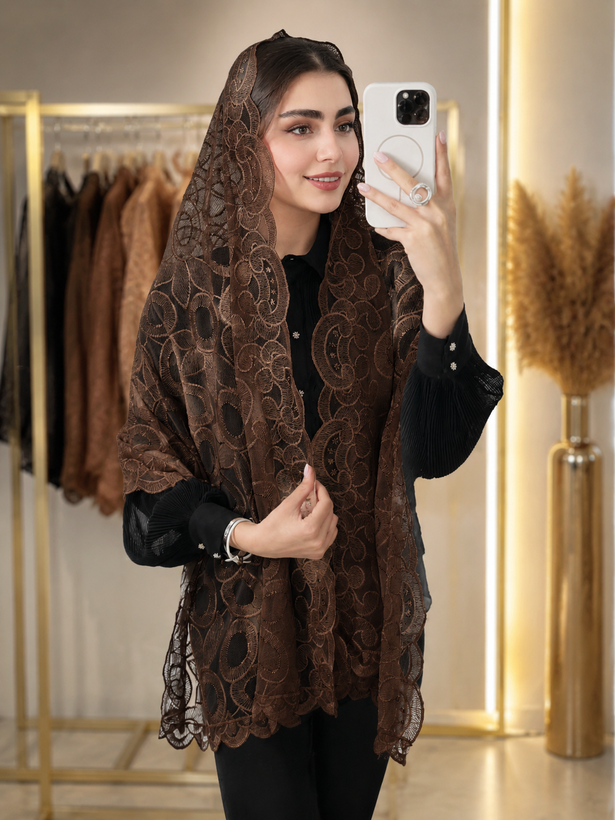 شال گیپور ابریشم پولک دار مجلسی زنانه