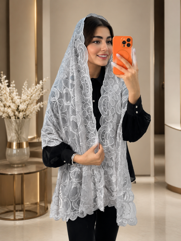 شال گیپور ابریشم پولک دار مجلسی زنانه