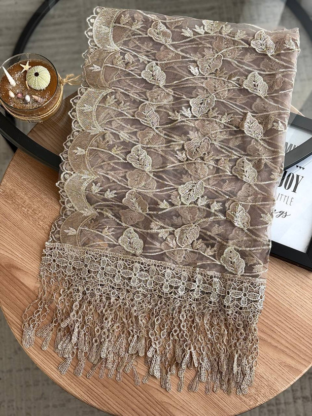 شال مجلسی زنانه سرمه دوزی نگین دار