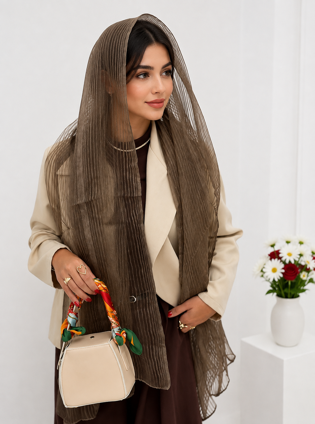 شال حریر ابریشم مجلسی زنانه