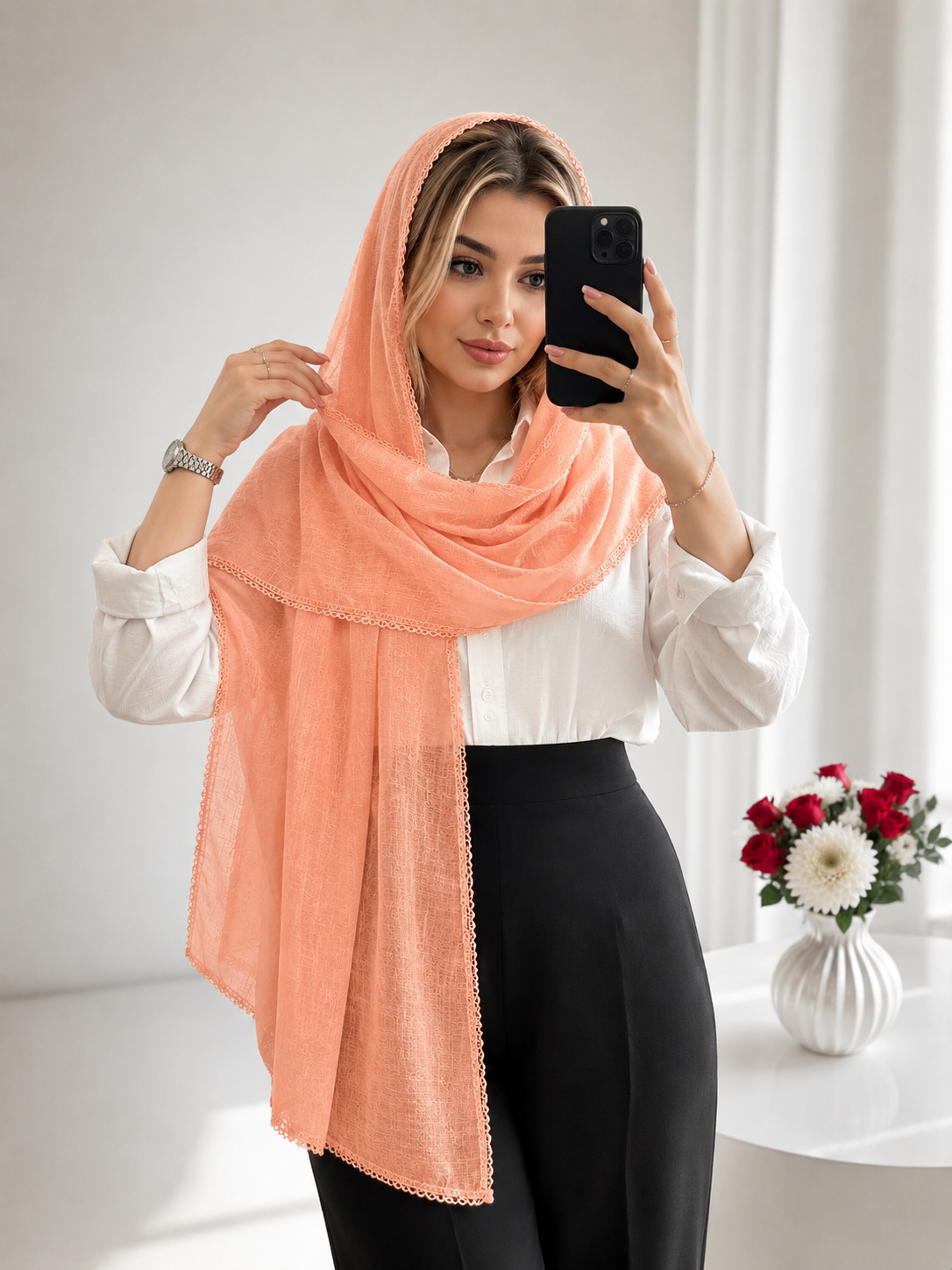 شال حریر مجلسی زنانه ایتالیایی