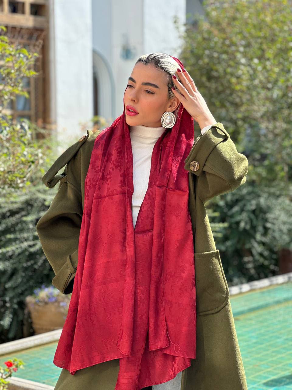 شال مجلسی زنانه زرشکی