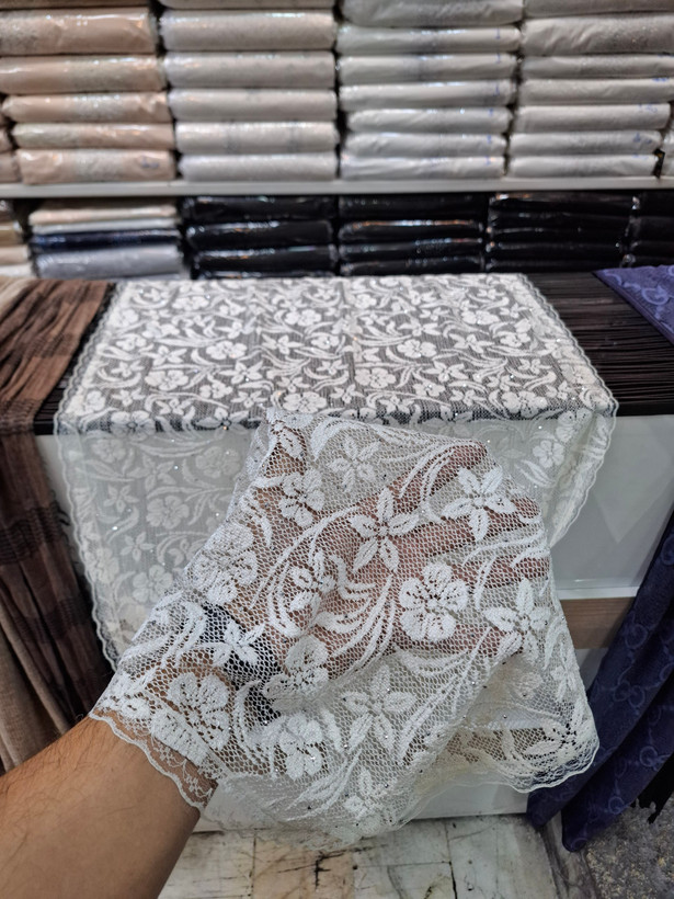 شال گیپور گلدار نگین کاری مرواریدی مجلسی زنانه