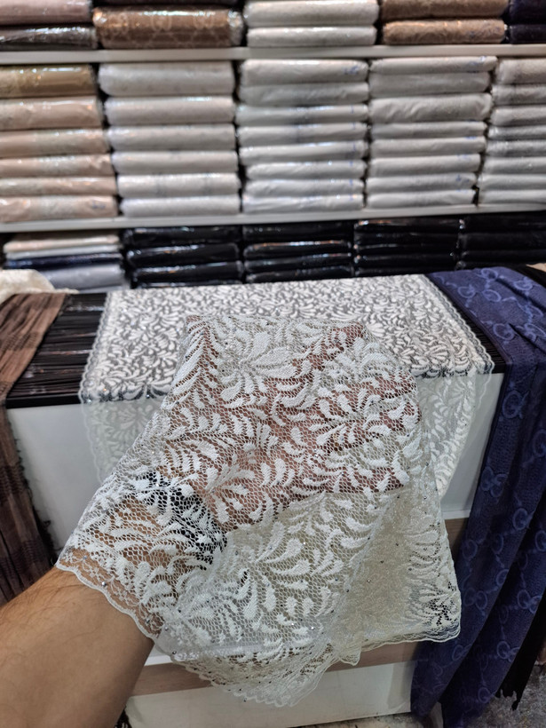 شال گیپور گلدار نگین کاری مرواریدی مجلسی زنانه