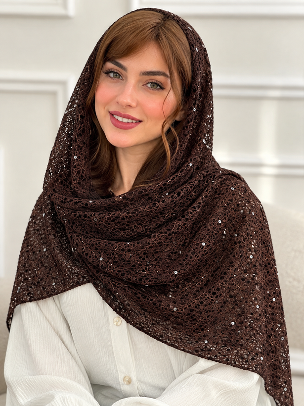شال قلاب بافی پولکی وارداتی مجلسی زنانه