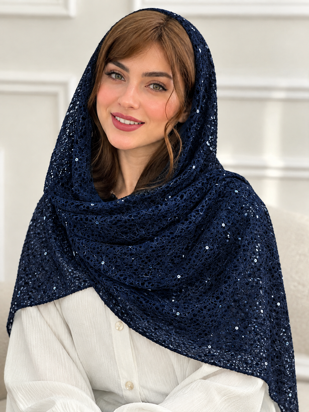 شال قلاب بافی پولکی وارداتی مجلسی زنانه
