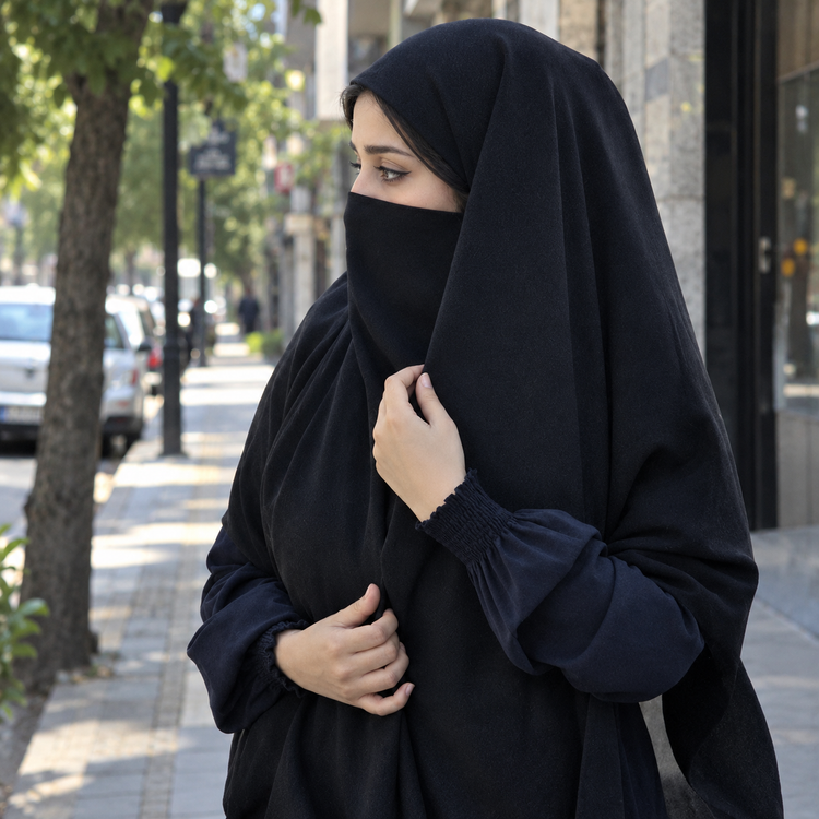 مقنعه حجاب ژورژت مشکی اربعین سایز ۱۴۰
