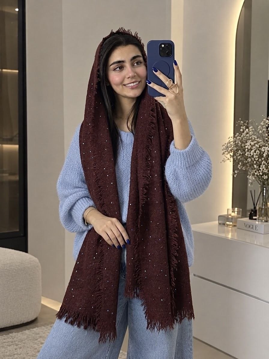 شال کنفی تمام پولکی مجلسی زنانه