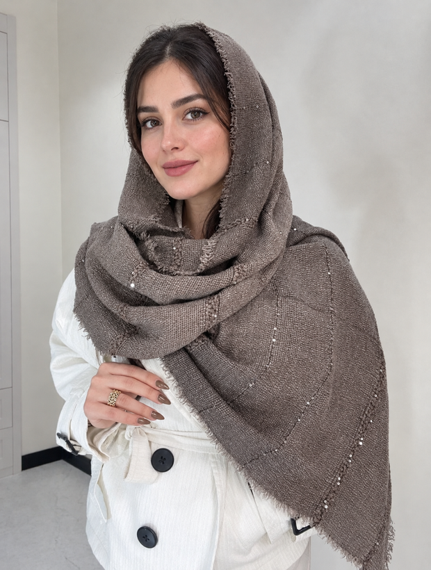 شال کنفی پولک دار وارداتی مجلسی زنانه